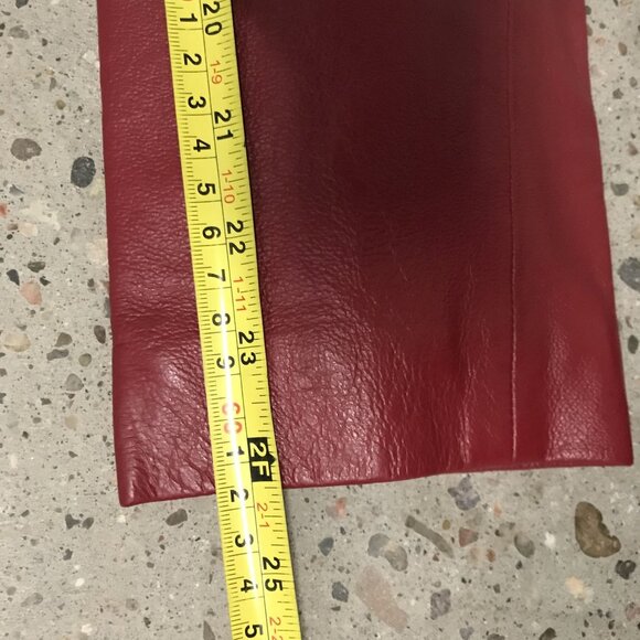 Vintage Womens Red Mid Length Leather Overcoat Size 8 NWOT - Picture 8 of 10